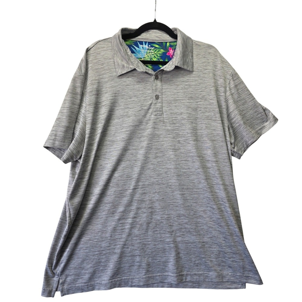 Birdie Bound‎ Mens 2XL Grey Space Dye Performance Golf Polo Shirt Tropical Trim
